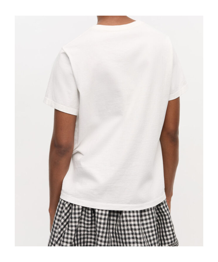 Ganni White Crewneck T-shirt With Maxi Logo On The Front