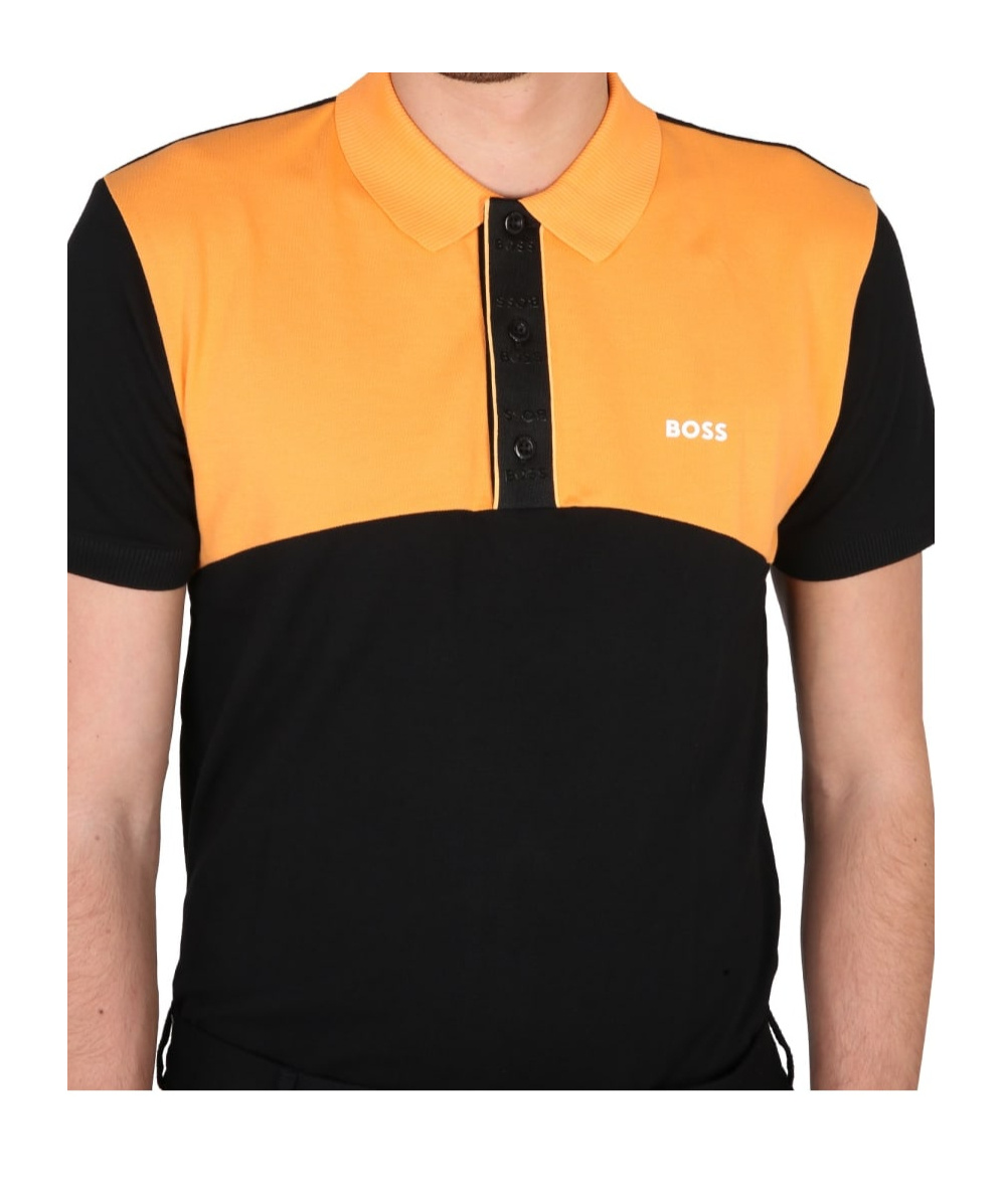 Shop Hugo Boss Boss Color Blocked Polo Shirt In Black