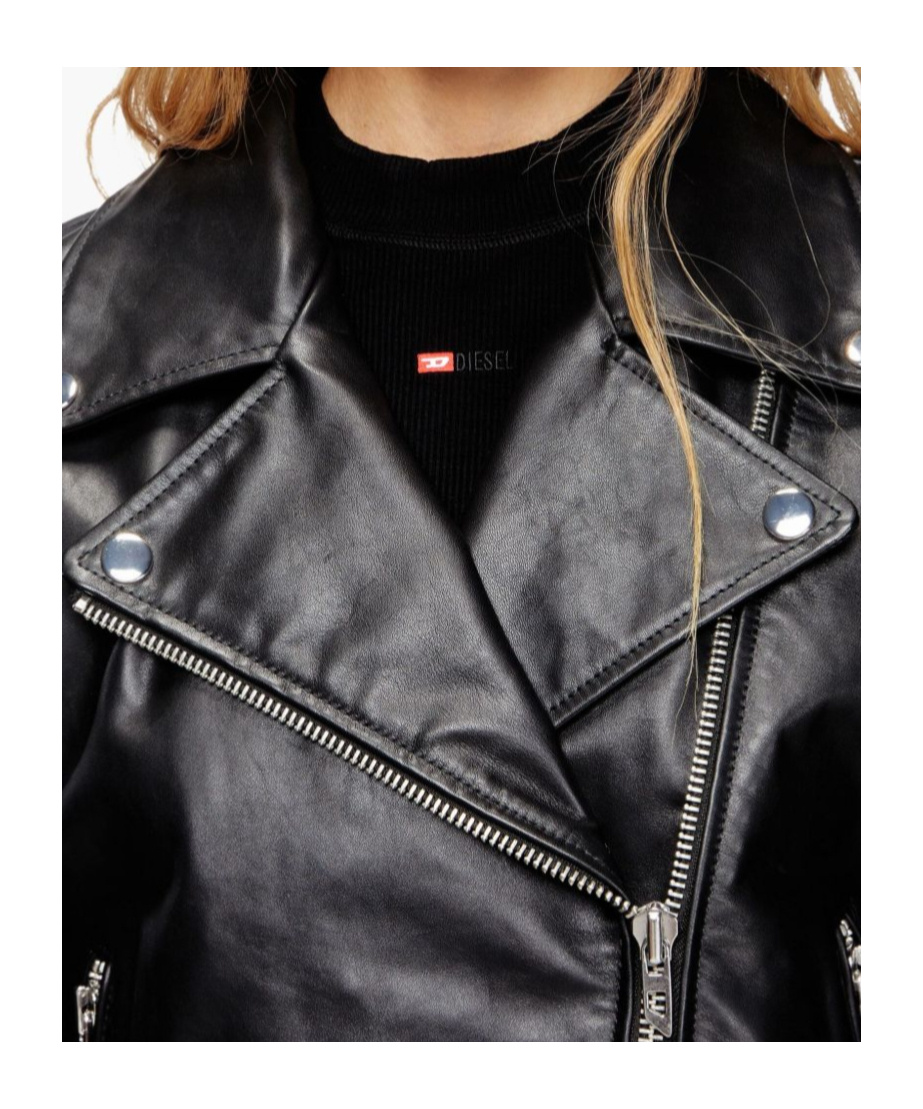 Diesel Zip-up Leather Jacket In Black