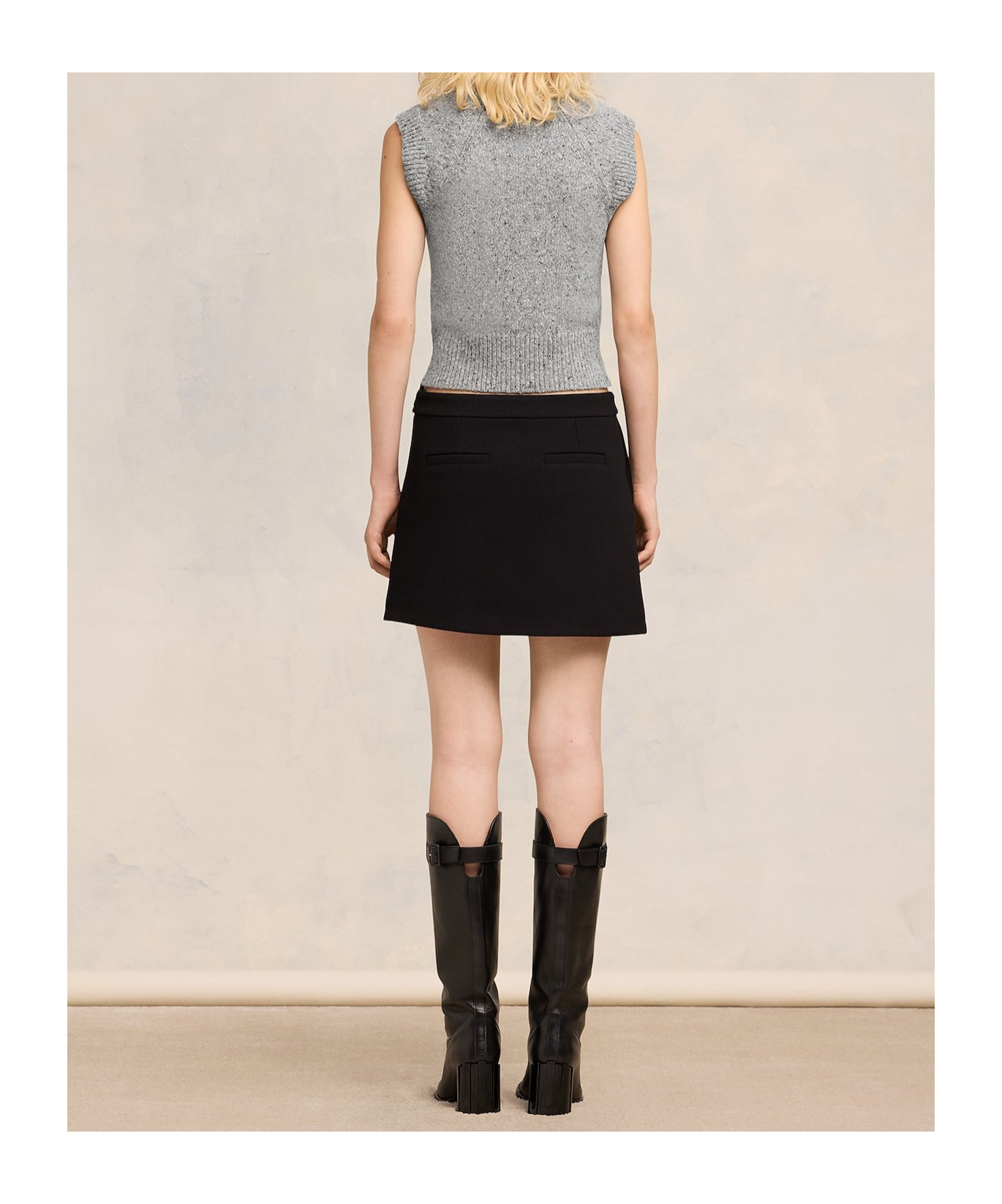 Shop Ami Alexandre Mattiussi Embroidery Sleeveless Wool Sweater In Gray