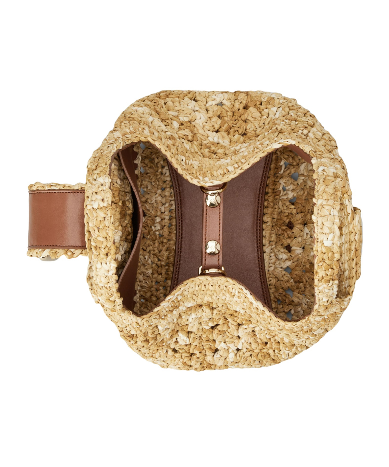 Roger Vivier Logo Engraved Woven Shoulder Bag In Nude