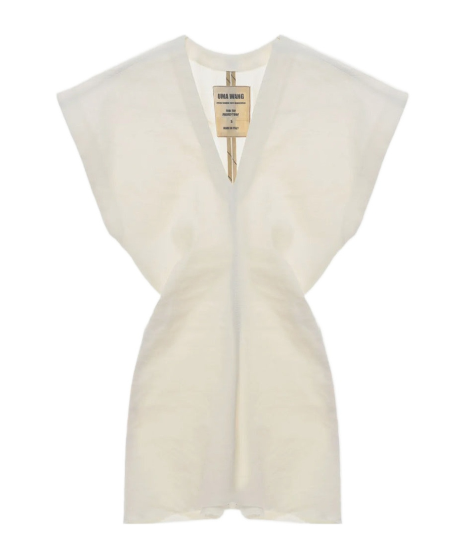 Uma Wang Oversized Drawstring Cropped Shirt In Neutral