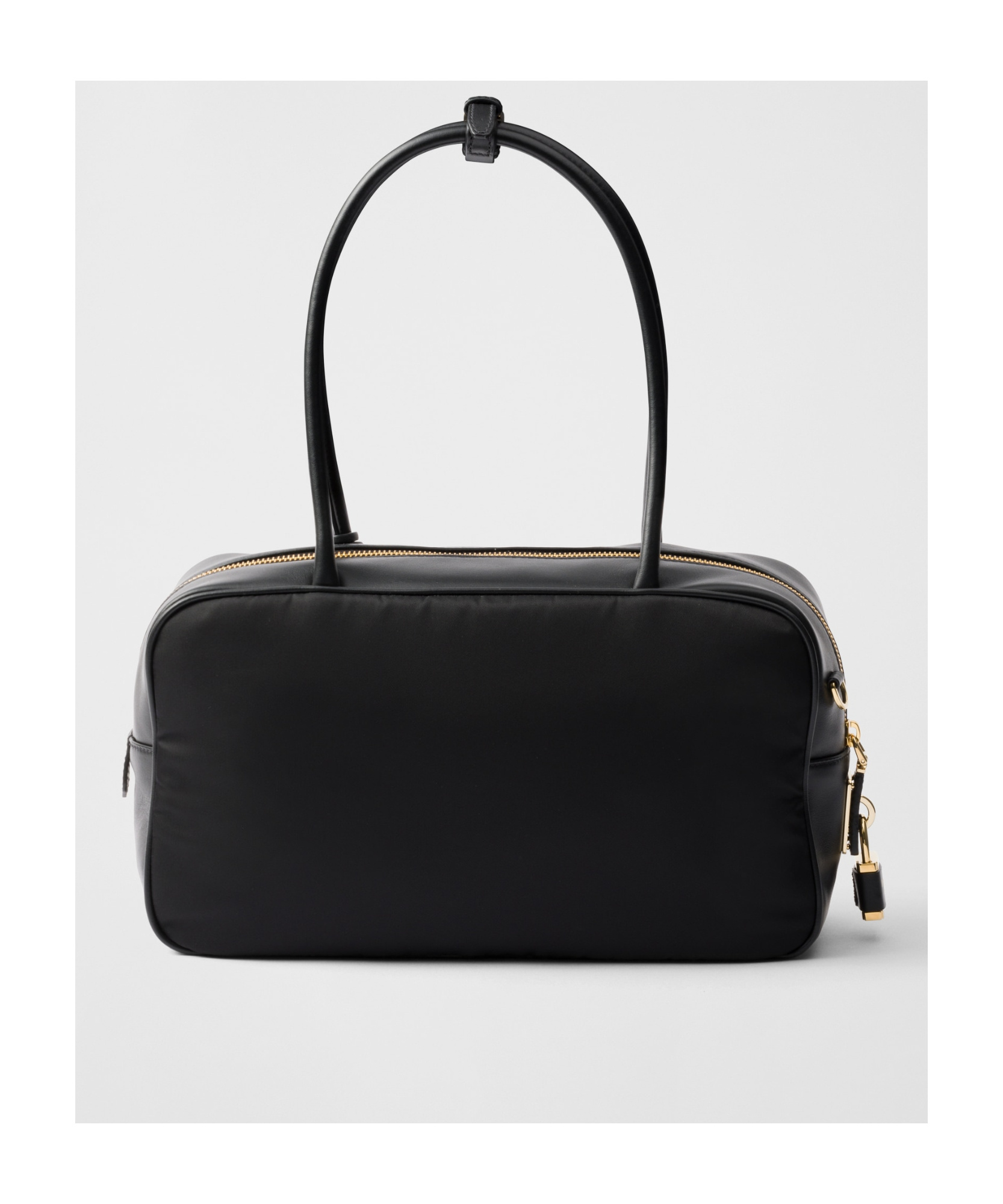 Shop Prada Re-nylon And Leather Medium Top-handle Bag In Black
