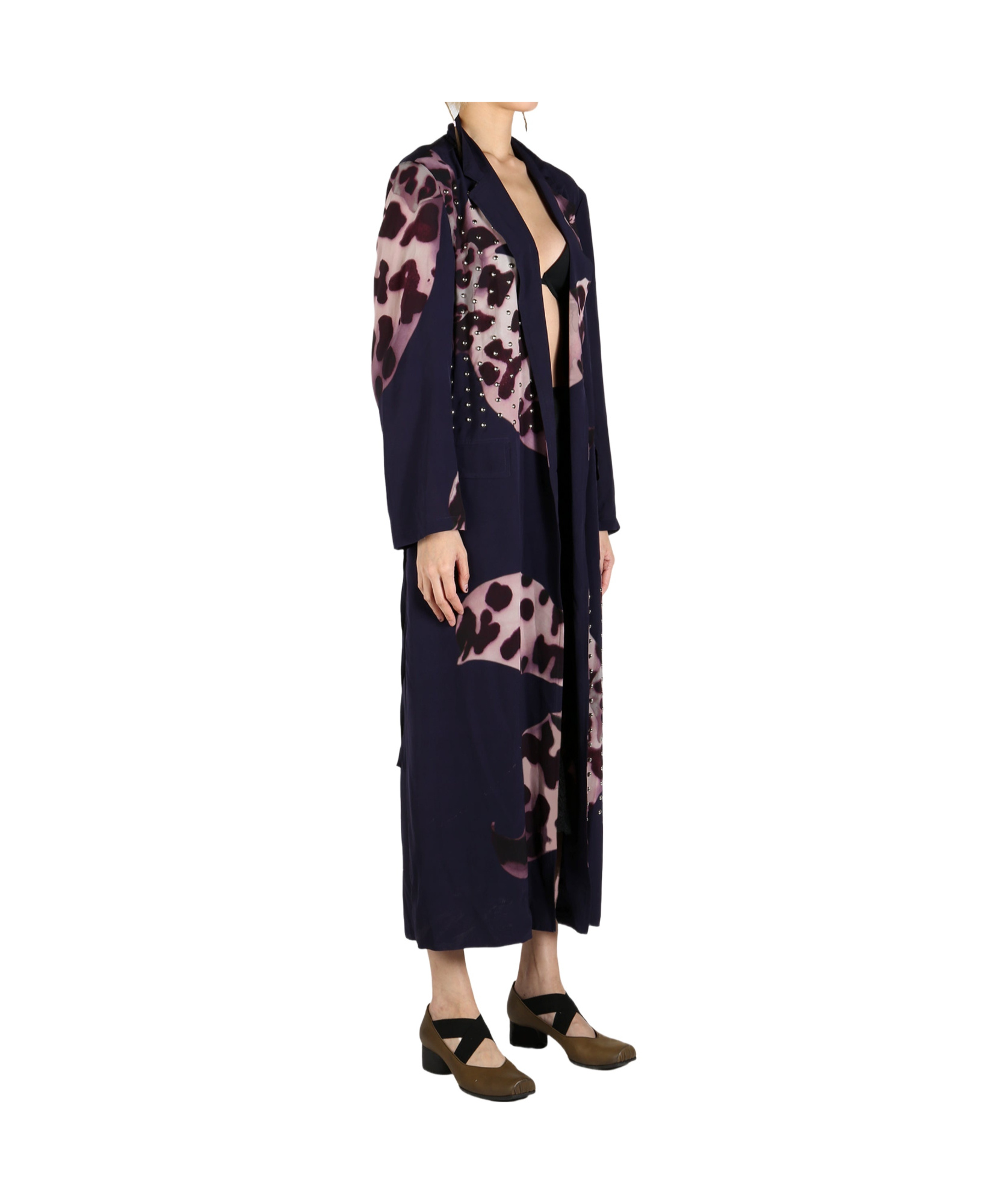 Shop Dries Van Noten Floral Print Embellished Coat In Navy