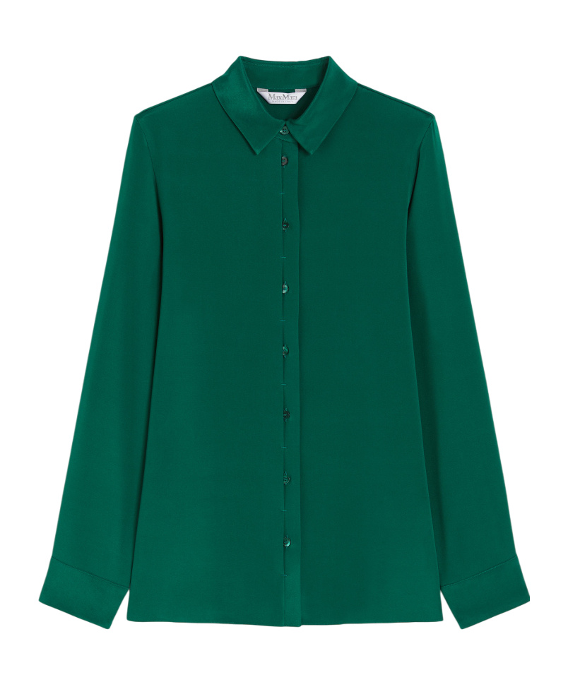 Max Mara Stretch Silk Cady Shirt In Green