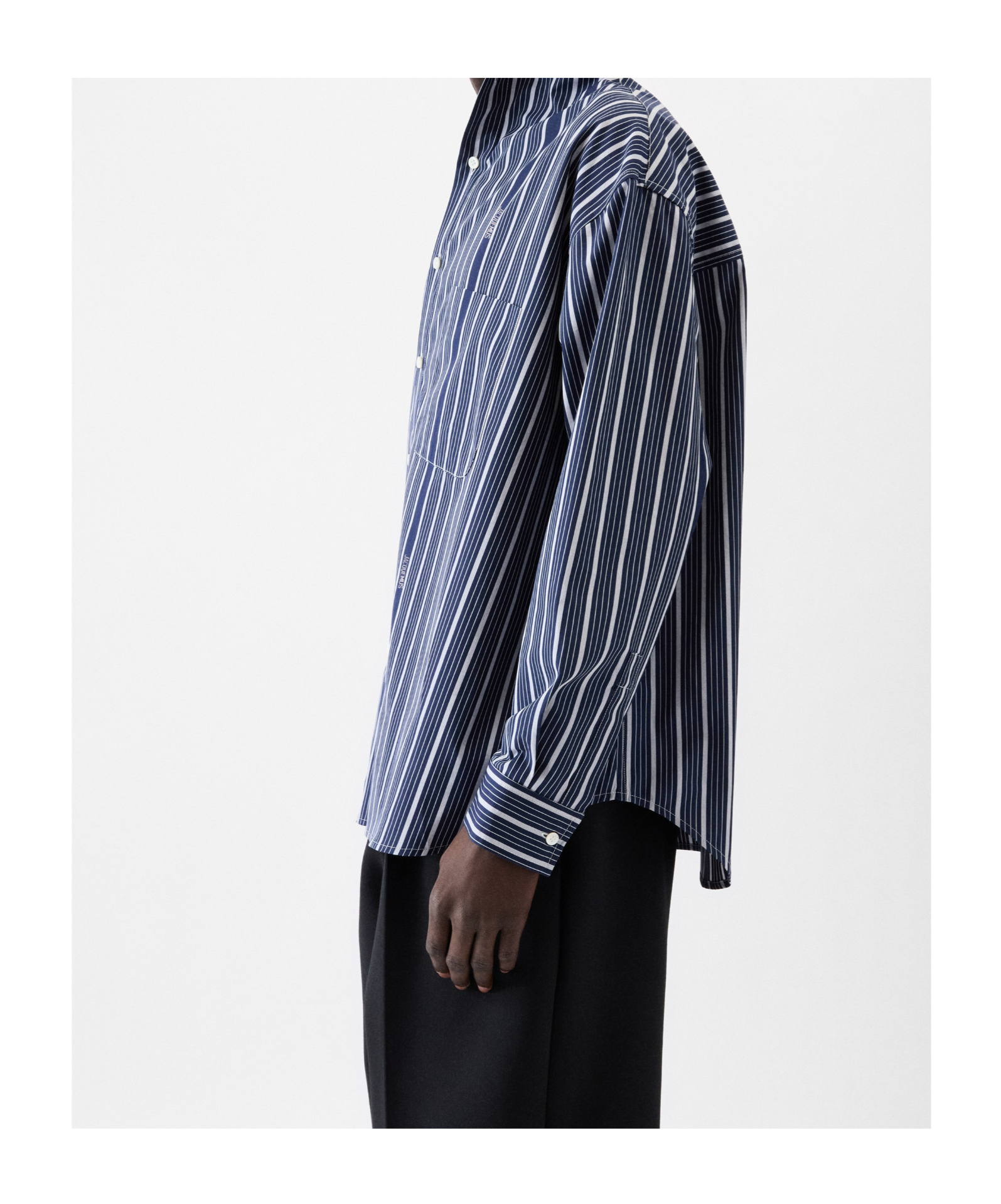 Jacquemus La Chemise Cuadro Asymmetric Button-up Shirt In Black