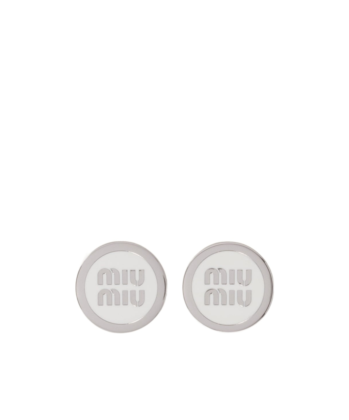 Miu Miu Enameled Metal Earrings In White