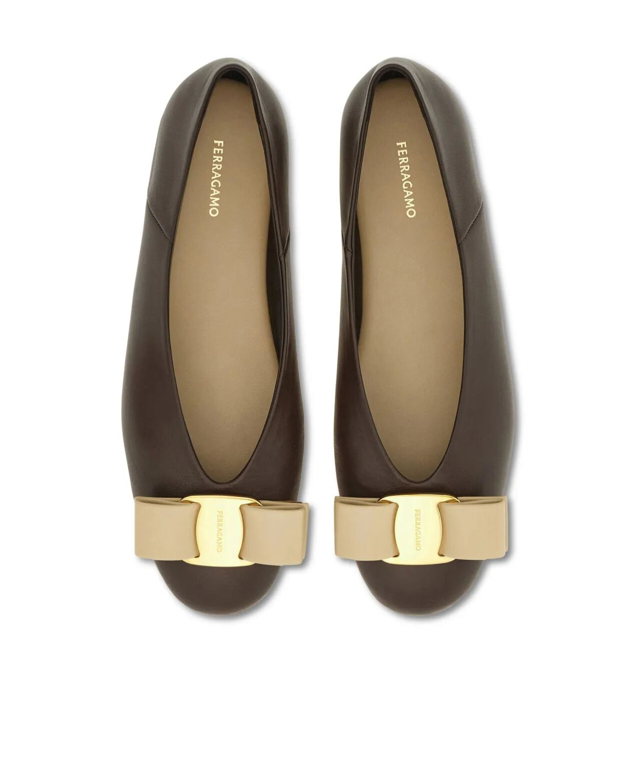 Ferragamo Vara Bow-detail Ballet Flats In Testa Di Moro