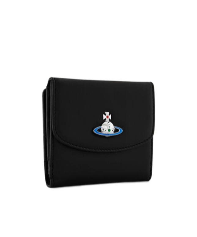 Vivienne Westwood Orb Logo Bi-fold Leather Wallet In Black