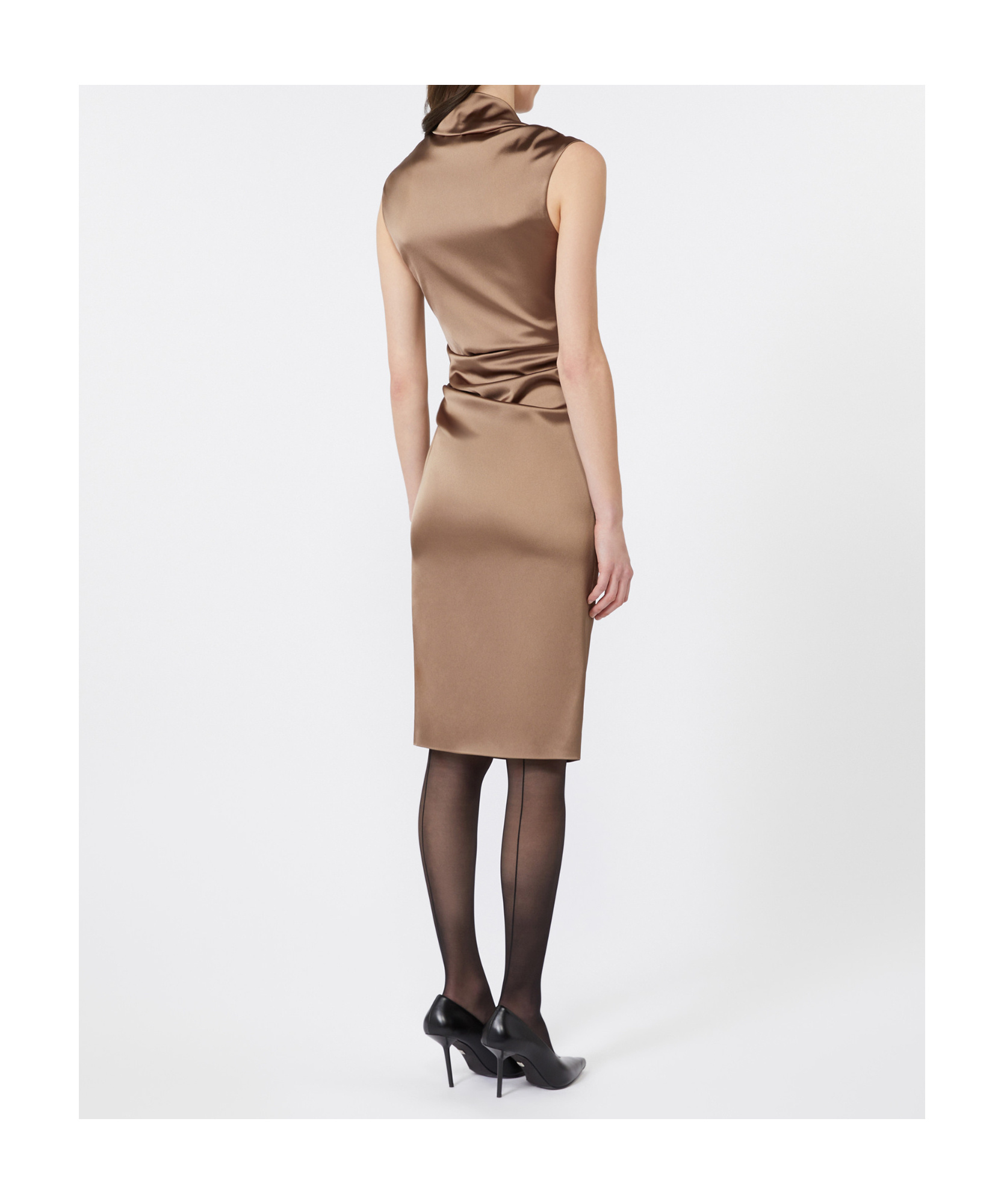 Max Mara Stretch Satin Midi Dress In Brown