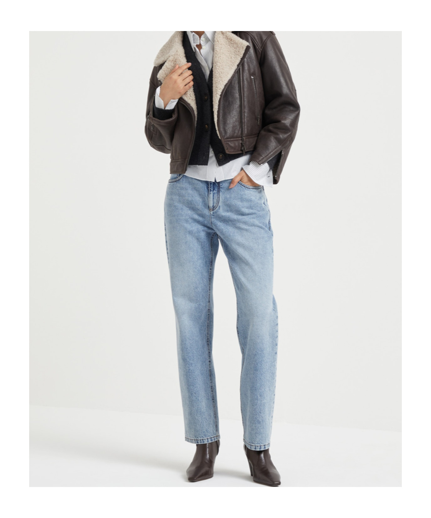 Shop Brunello Cucinelli Straight-leg Denim Jeans In Gray