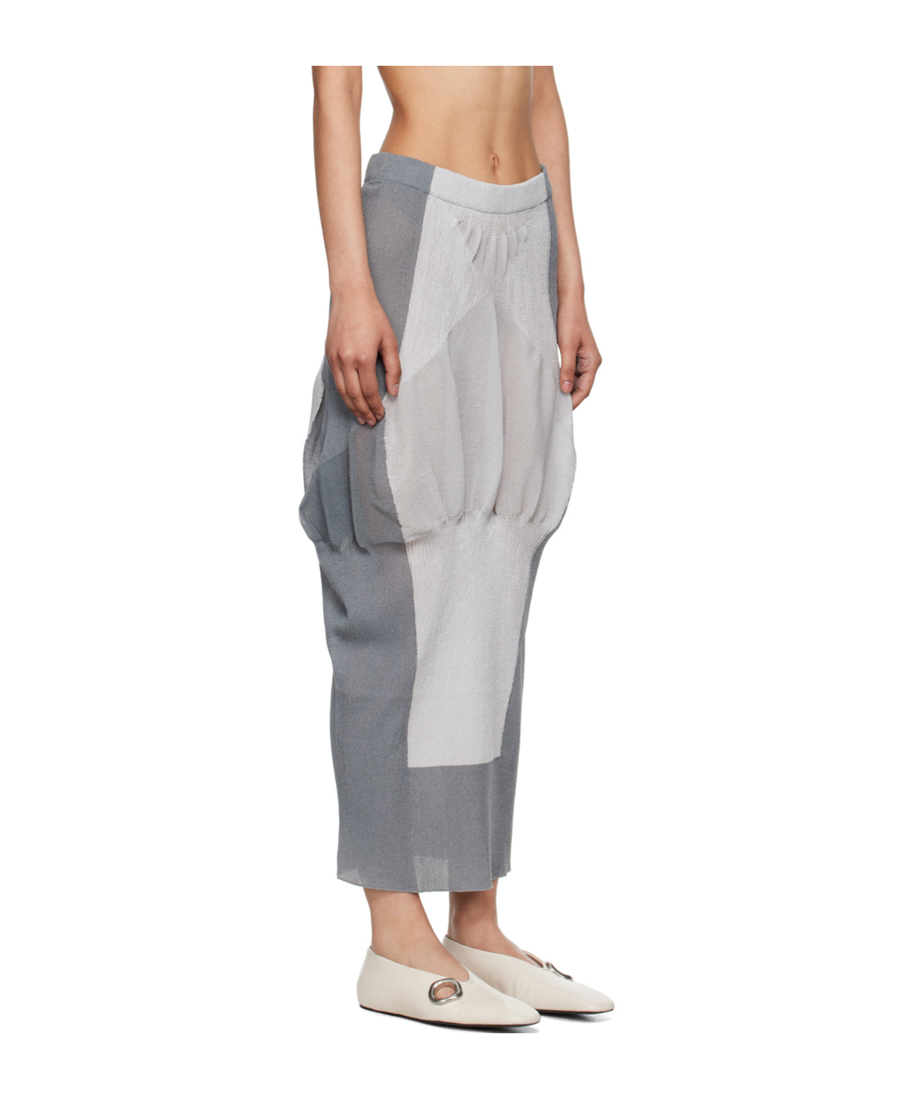 Shop Issey Miyake Elastic Waist Skirt In Gray