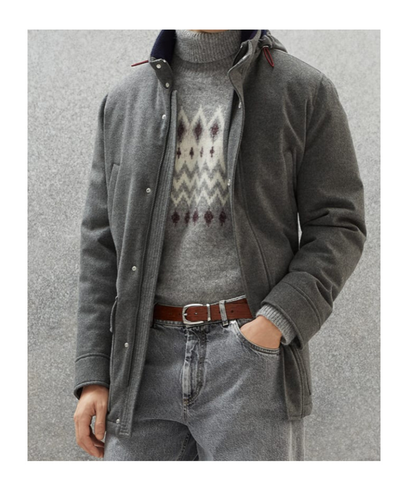 Brunello Cucinelli Hooded Padded-design Cashmere Coat In Gray