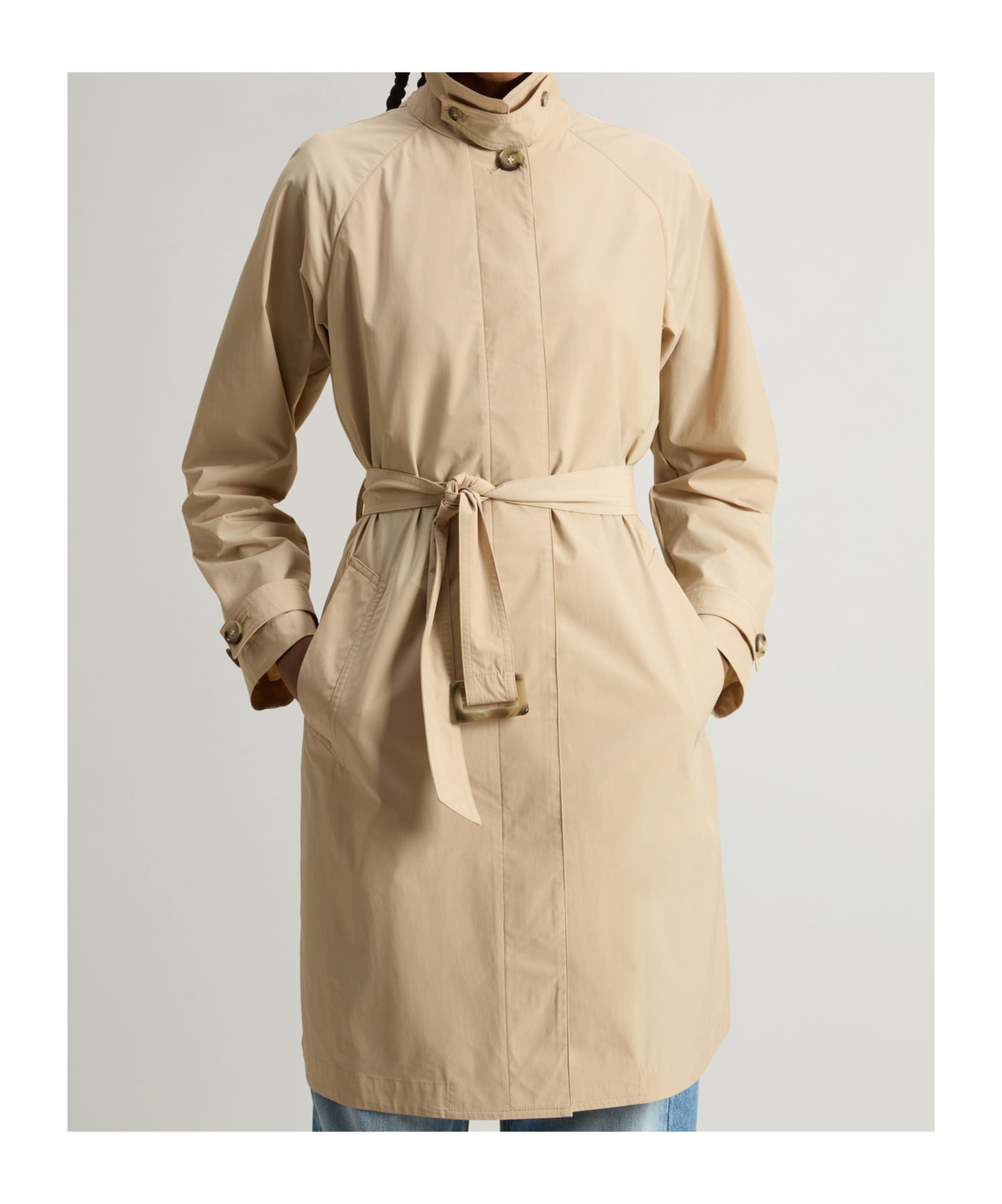 Woolrich Summer Trench Coat In White Pepper