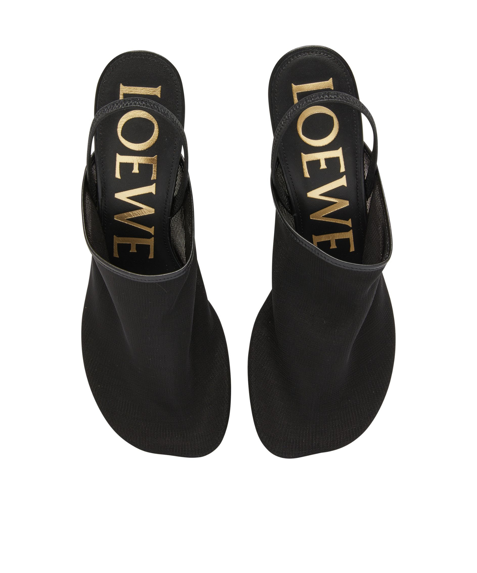 Loewe Petal Mesh Slingback Heel Sandals In Black
