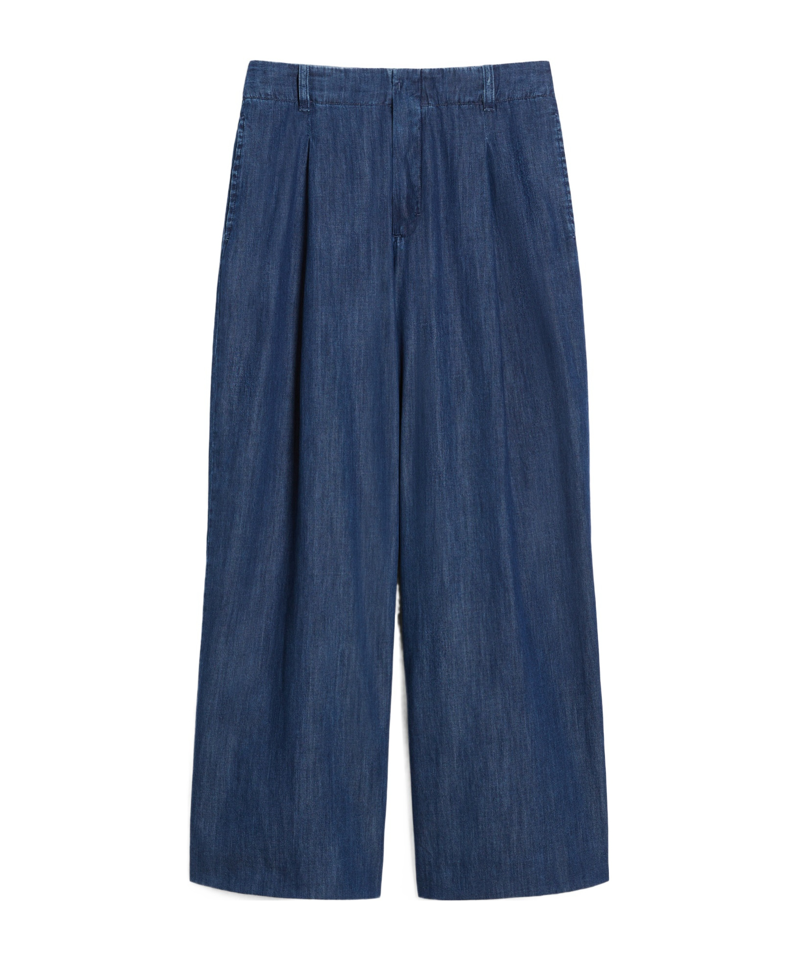 Max Mara Belt-loop Denim Wide-leg Pants In Blue