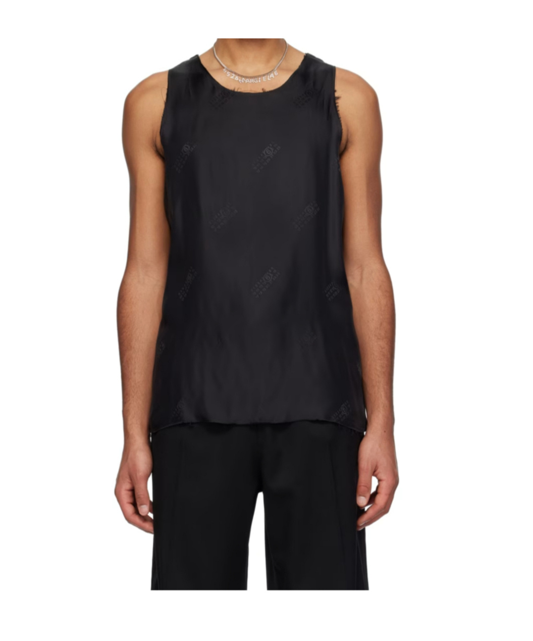 Mm6 Maison Margiela Numbers Motif-print Panelled Tank Top In Black