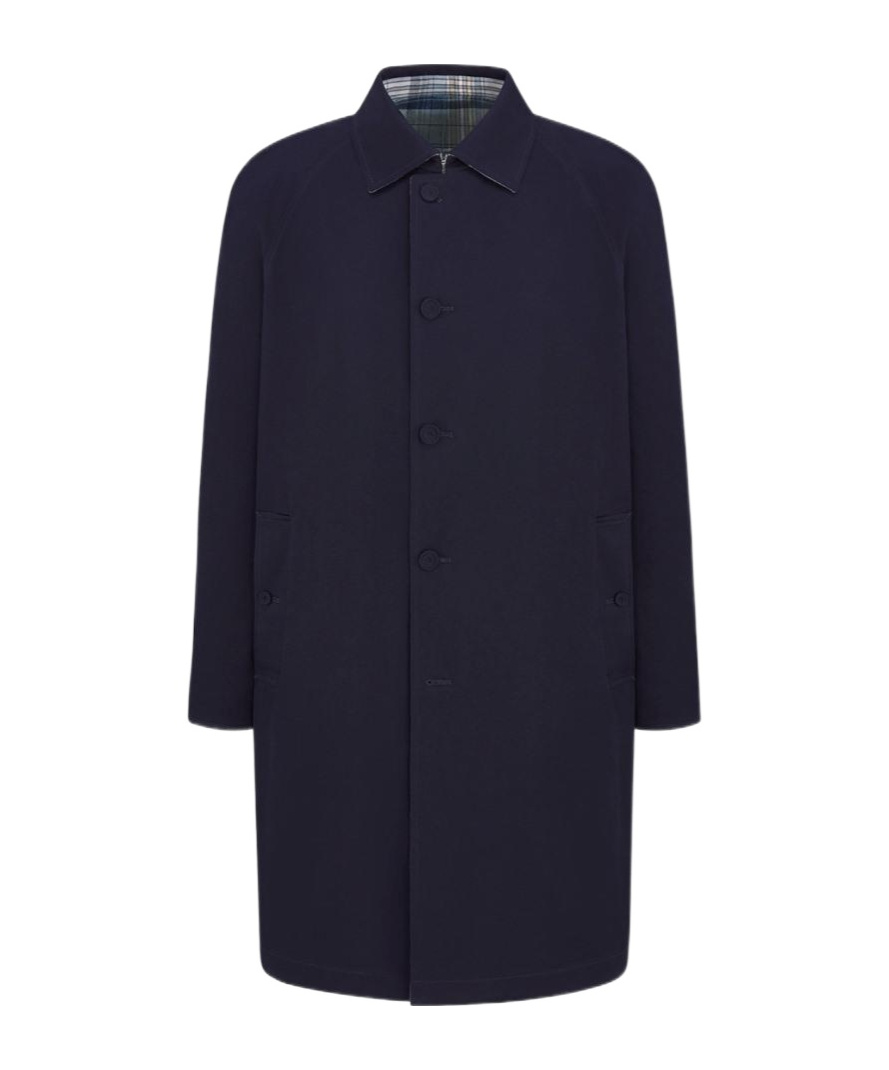Dior Checked Double-sided Coat In Black