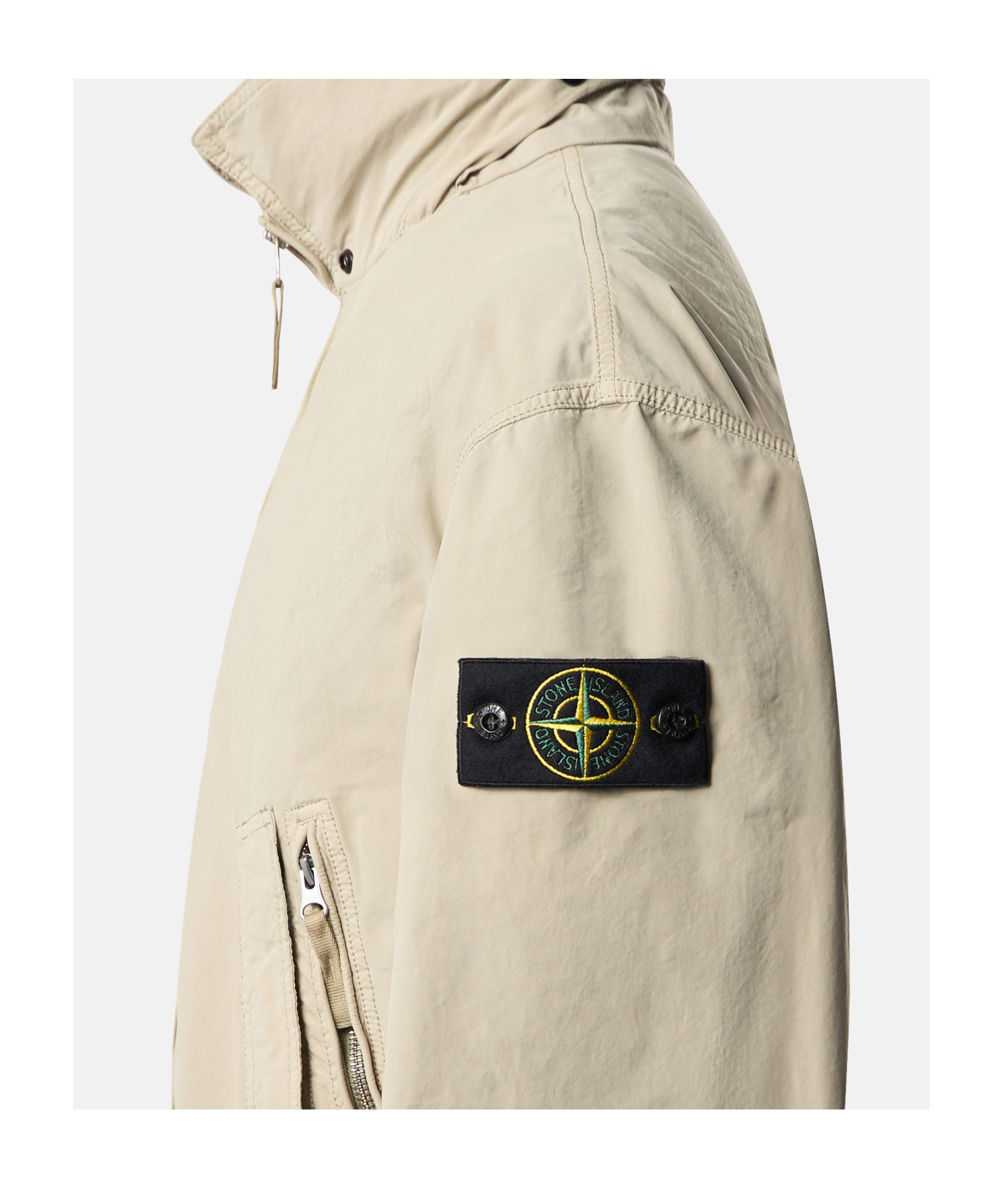 Stone Island Shirt Jacket With Anti-drop And Concealed Hood In Neutral