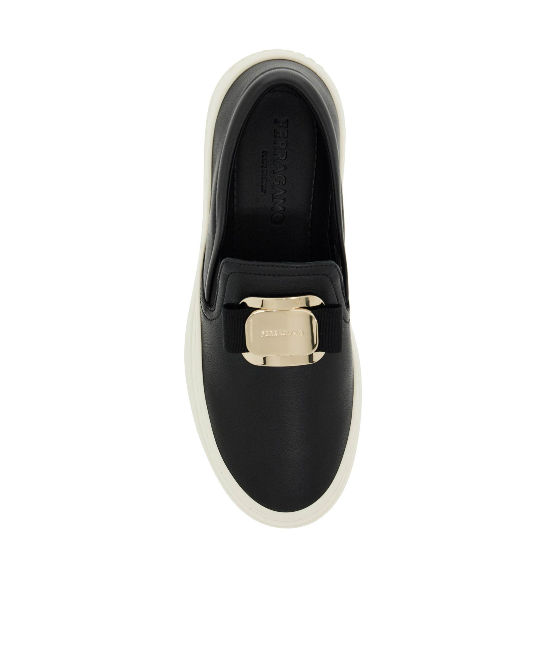 Ferragamo Women's New Vara Plate Slip-on Sneakers In White