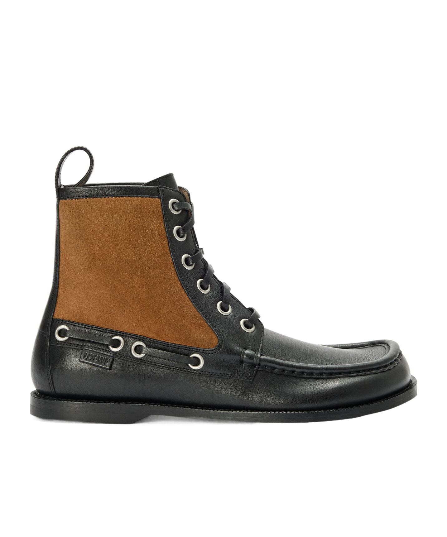 Loewe Campo Suede And Leather Lace-up Boots In Black