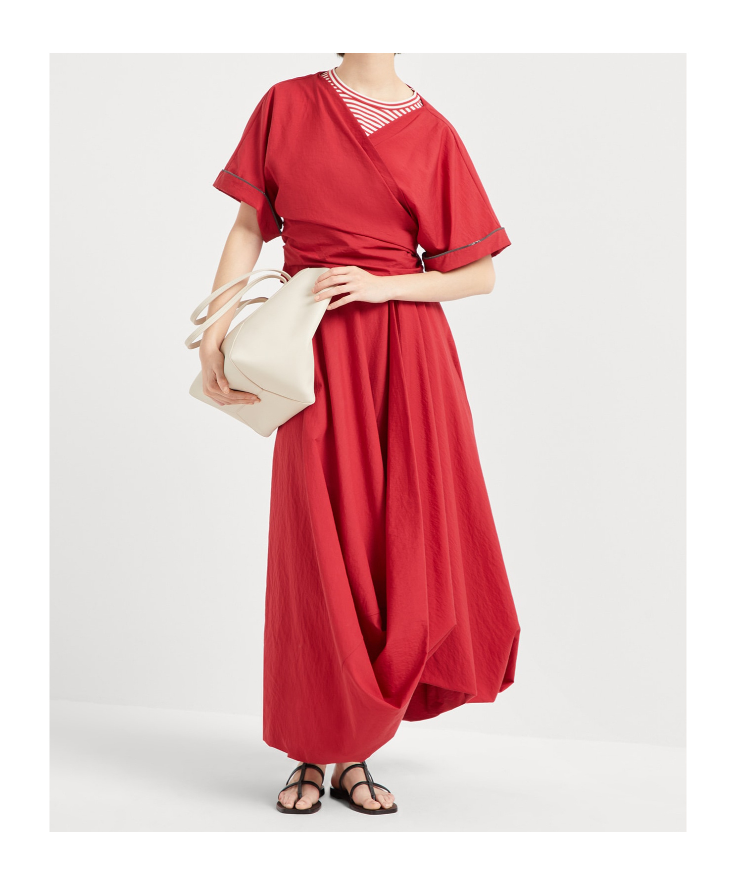 Brunello Cucinelli Draped High Waist Wrap Skirt In Red