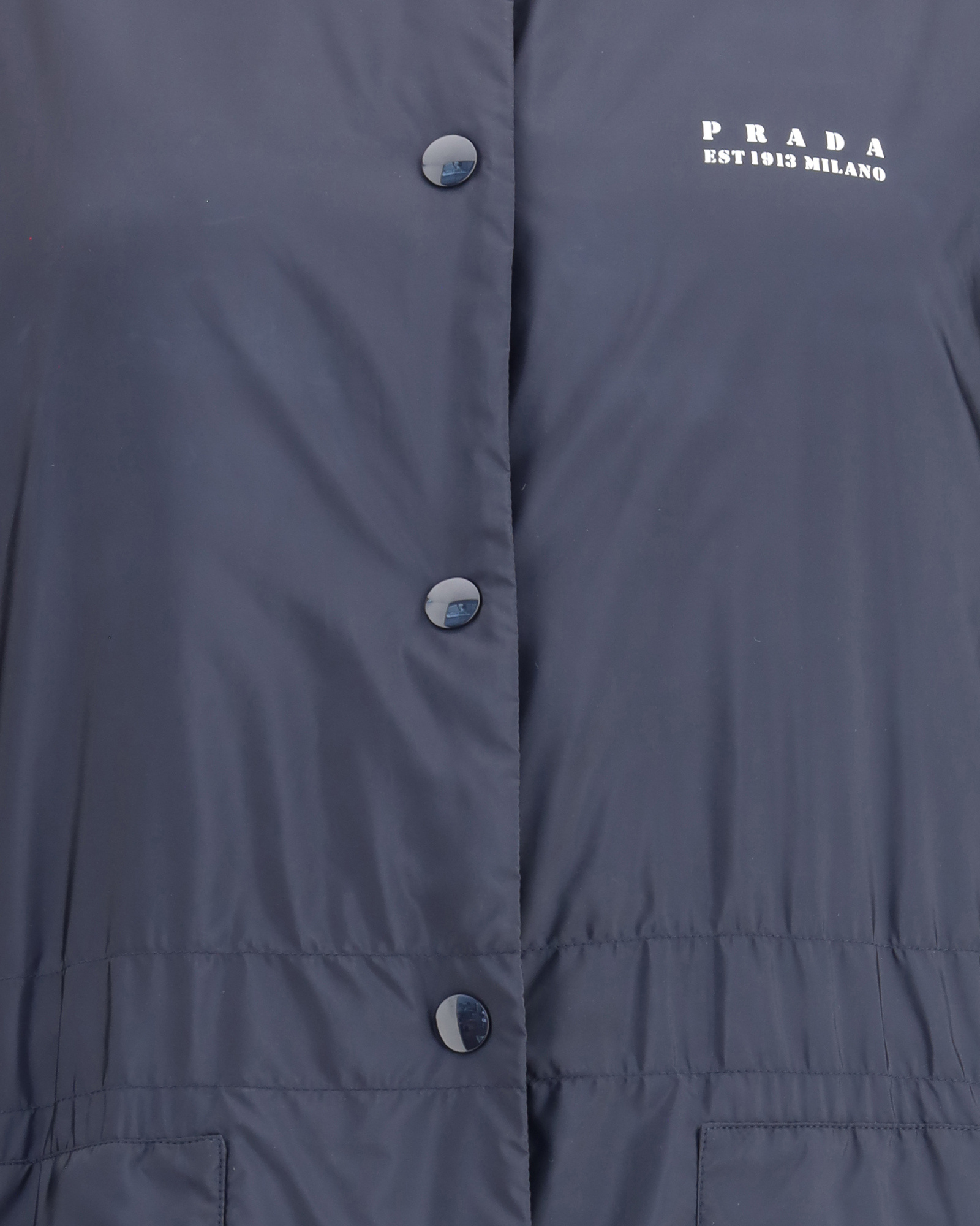 Prada Long Down Jacket In Blue