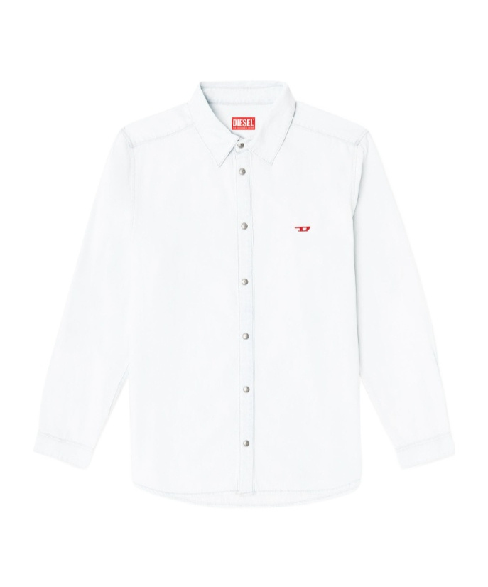 Diesel Mens 01 D-simply Bleach-effect Denim Shirt In White