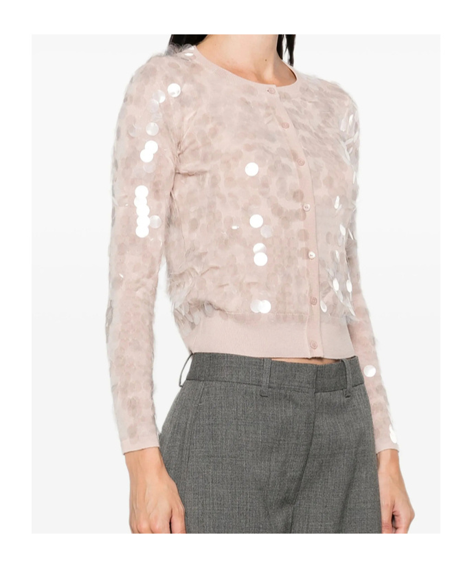 Max Mara Sequin Embellished Cardigan In Brown