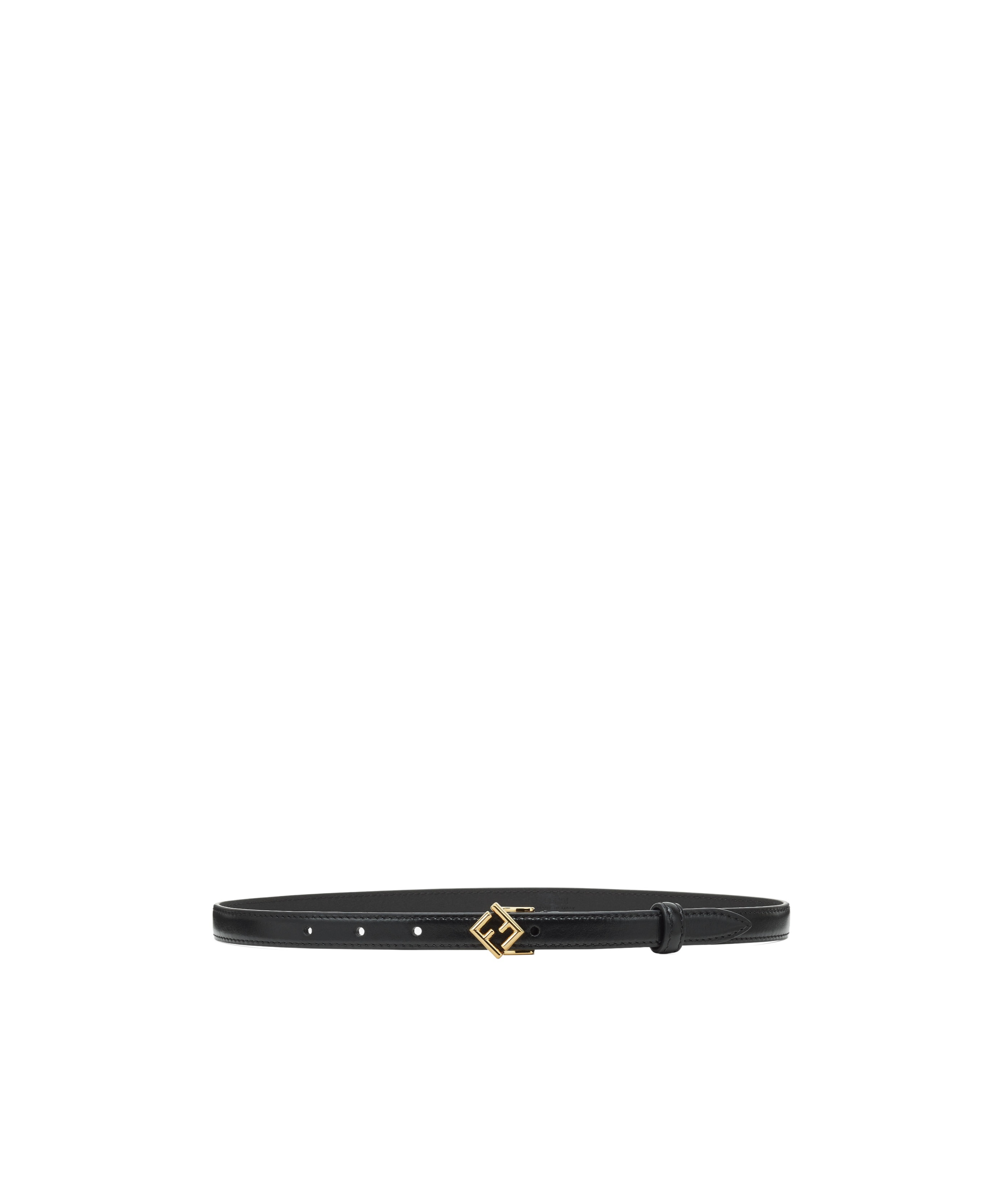Fendi 'diamonds Slim Gold-tone Hardware Belt' In Black