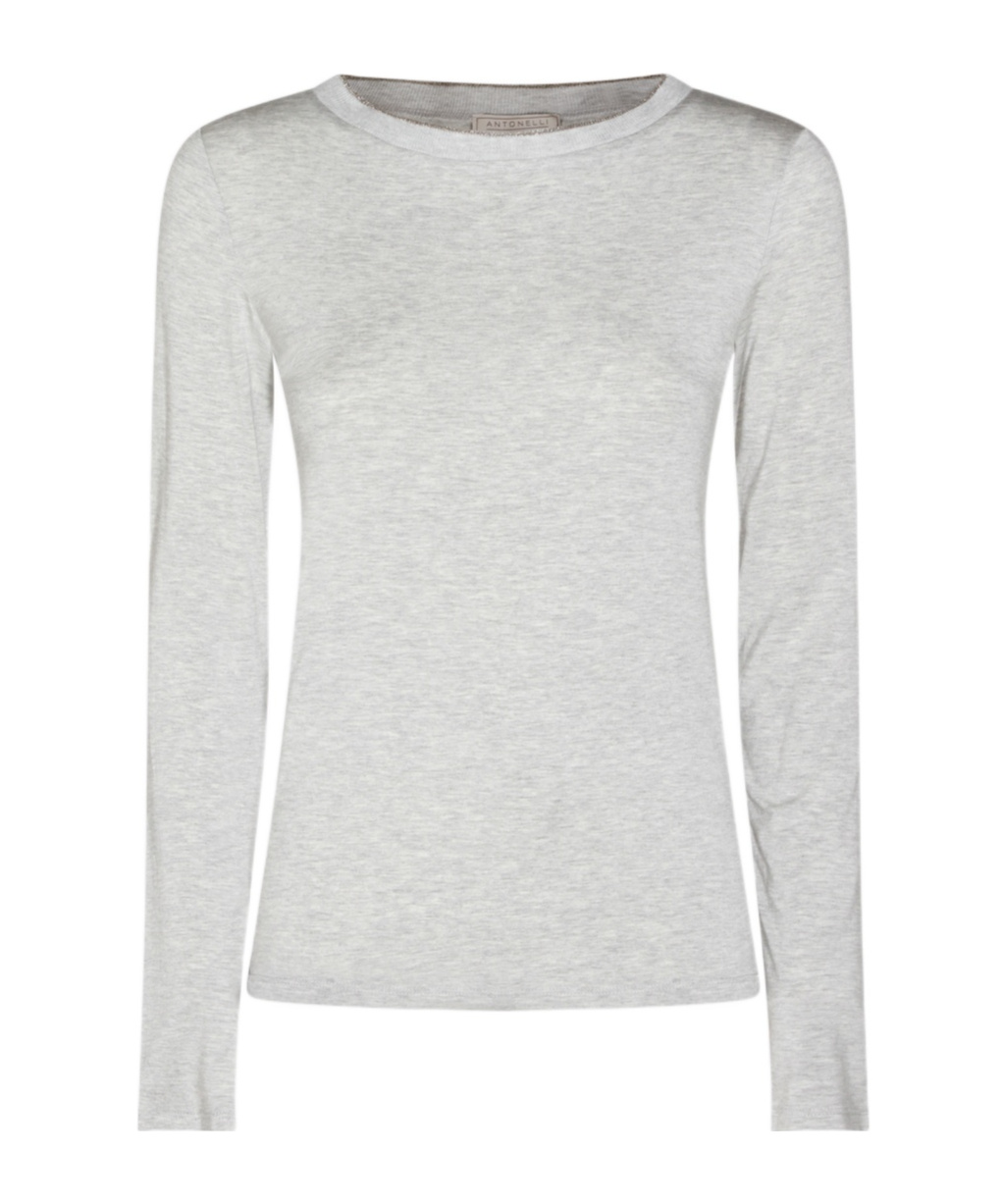 Antonelli Round Neck Long-sleeved T-shirt In Gray