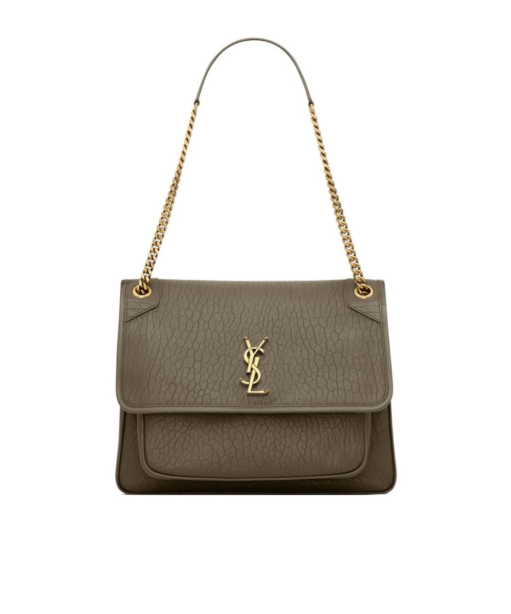 Saint Laurent Niki Large Grain Shoulder Bag In Green