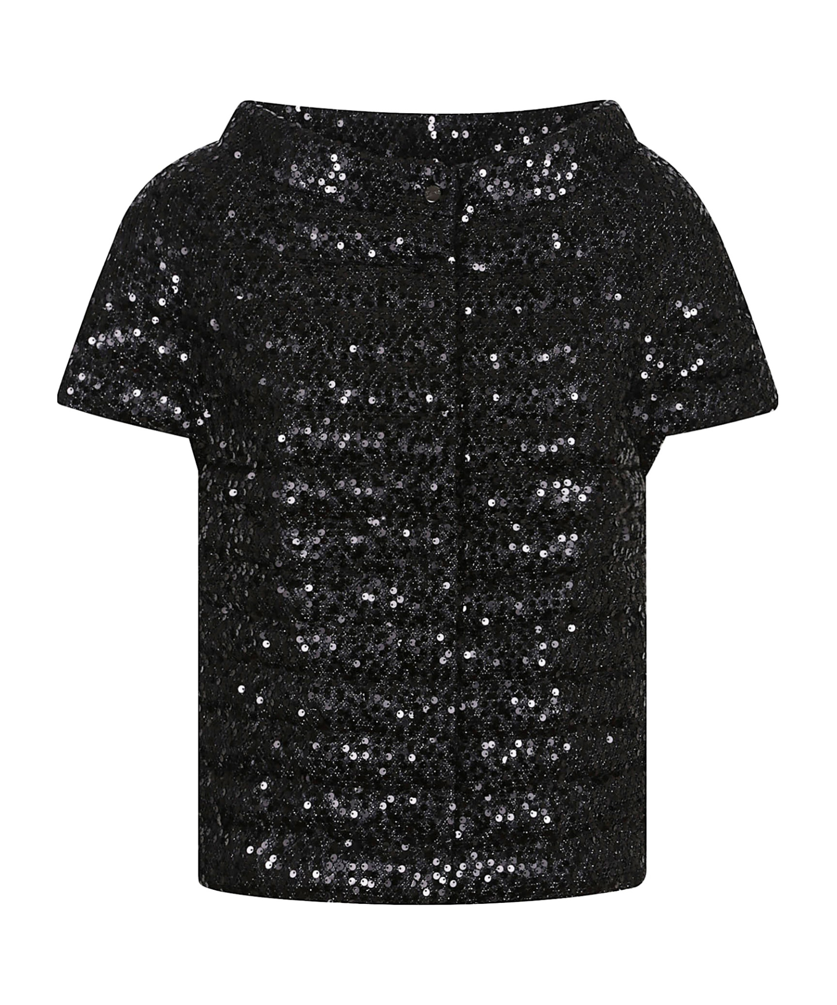 Herno Sequin Embellished Boat-neck Puffer Jacket In Black