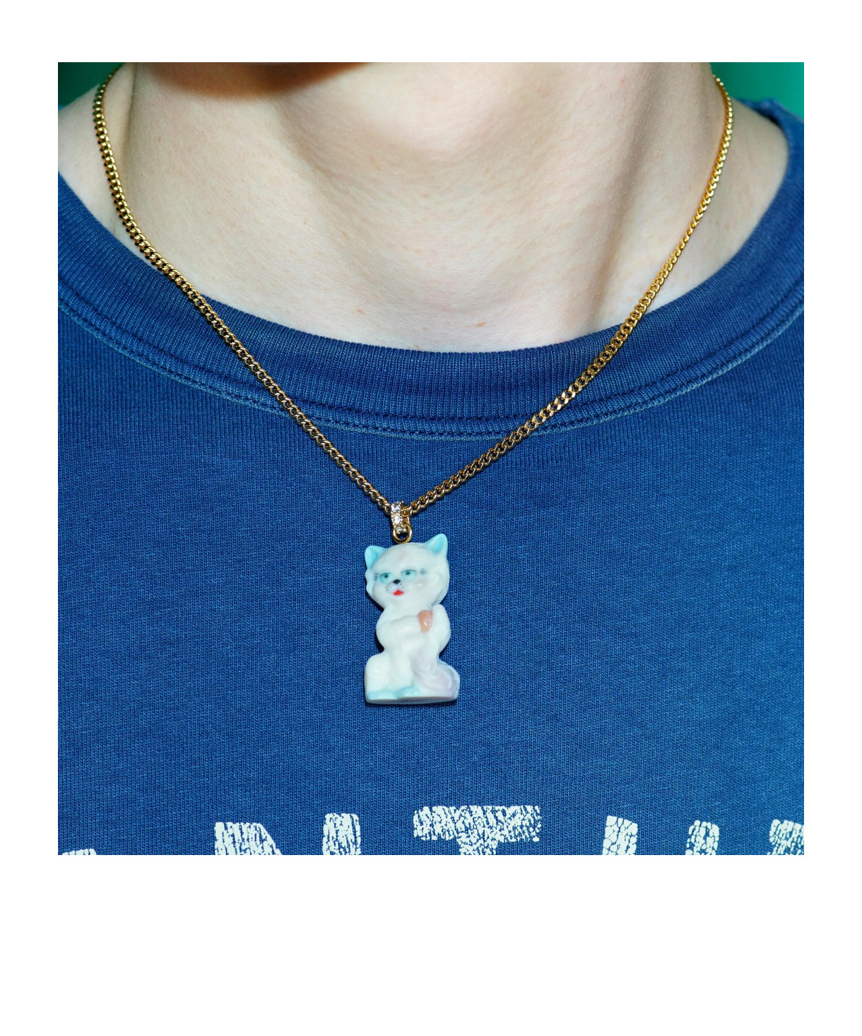 Valentino Multicolor Nylon And Metal Le Chat De La Maison Necklace In Yellow