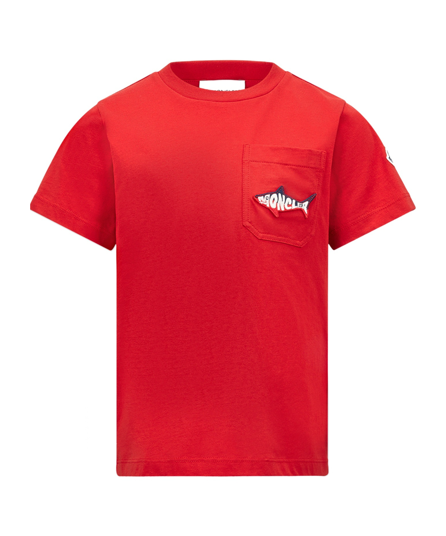 Moncler Embroidered Shark Cotton T-shirt In Red