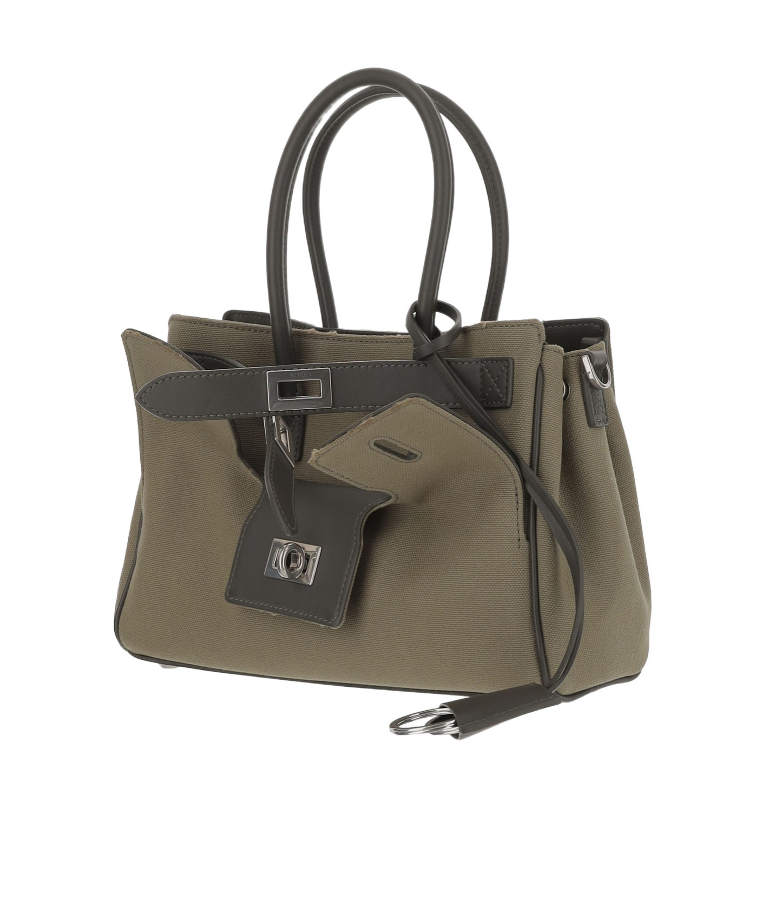 Balenciaga Army Green Canvas Carry All Bel Air Shopping Bag