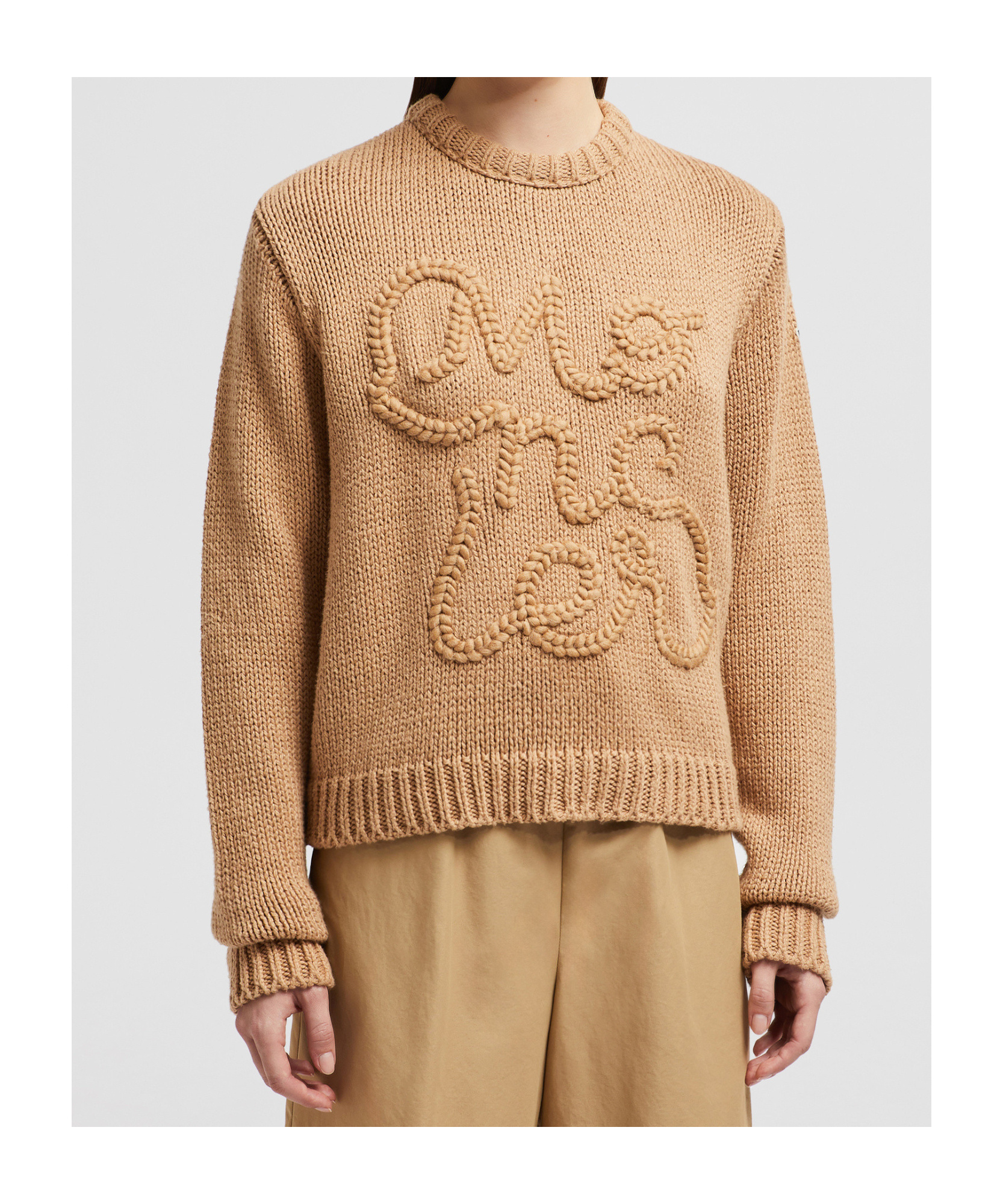 Shop Moncler Logo-embroidered Cotton Sweatshirt In Nude