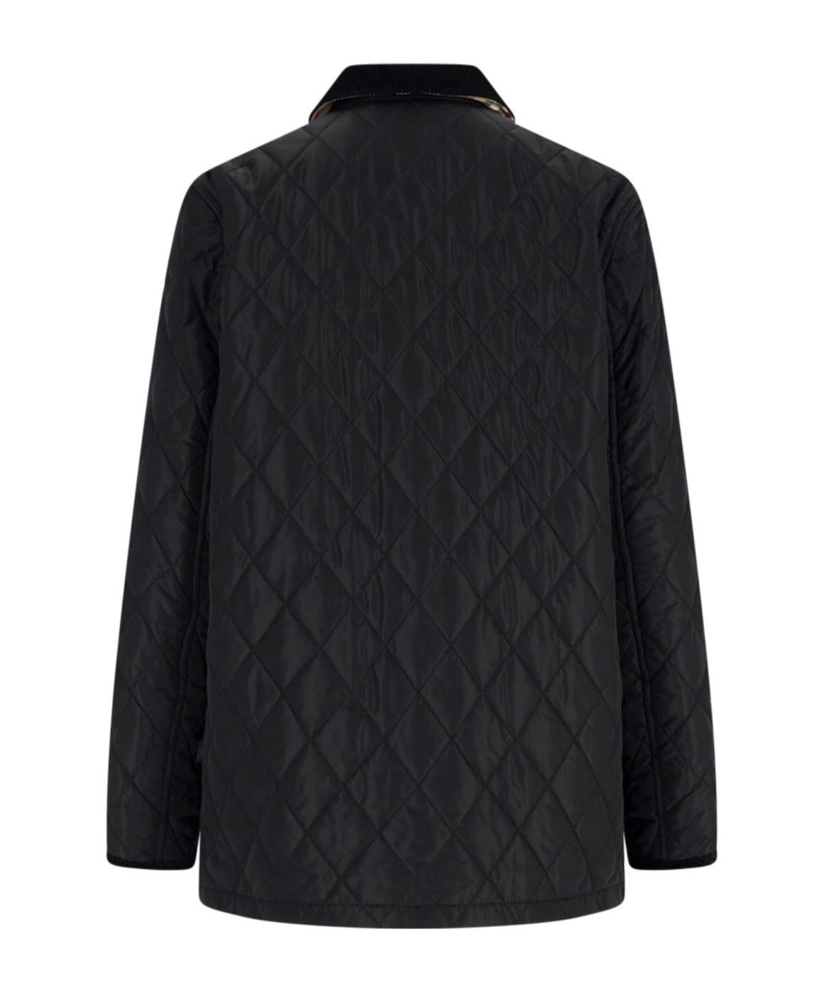 Burberry Women 'oldham' Black Quilted Jacket With Corduroy Collar In Tech Fabric Woman