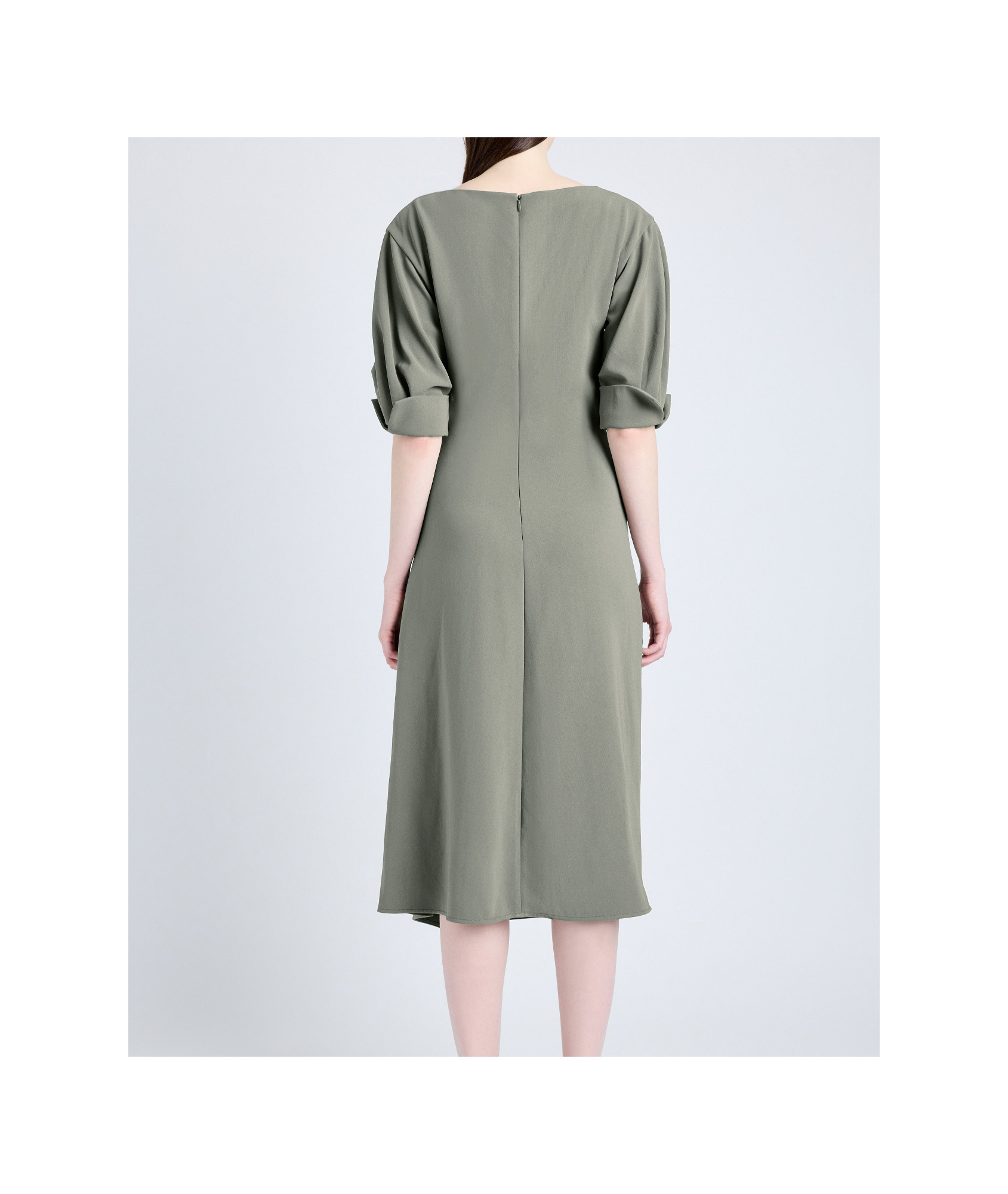 Proenza Schouler Maisie Dress In Matte Viscose Crepe In Wood In Gray