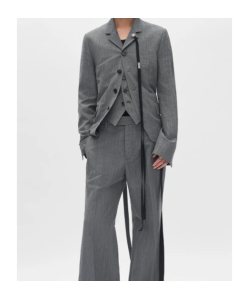Ann Demeulemeester Reinier Slim Fit Deconstructed Jacket In Gray