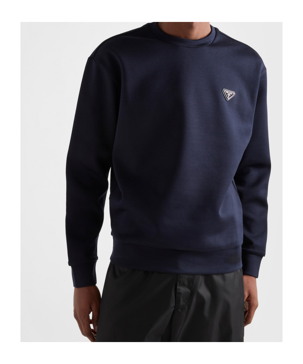 Prada Triangle-logo Crewneck Sweatshirt In Black