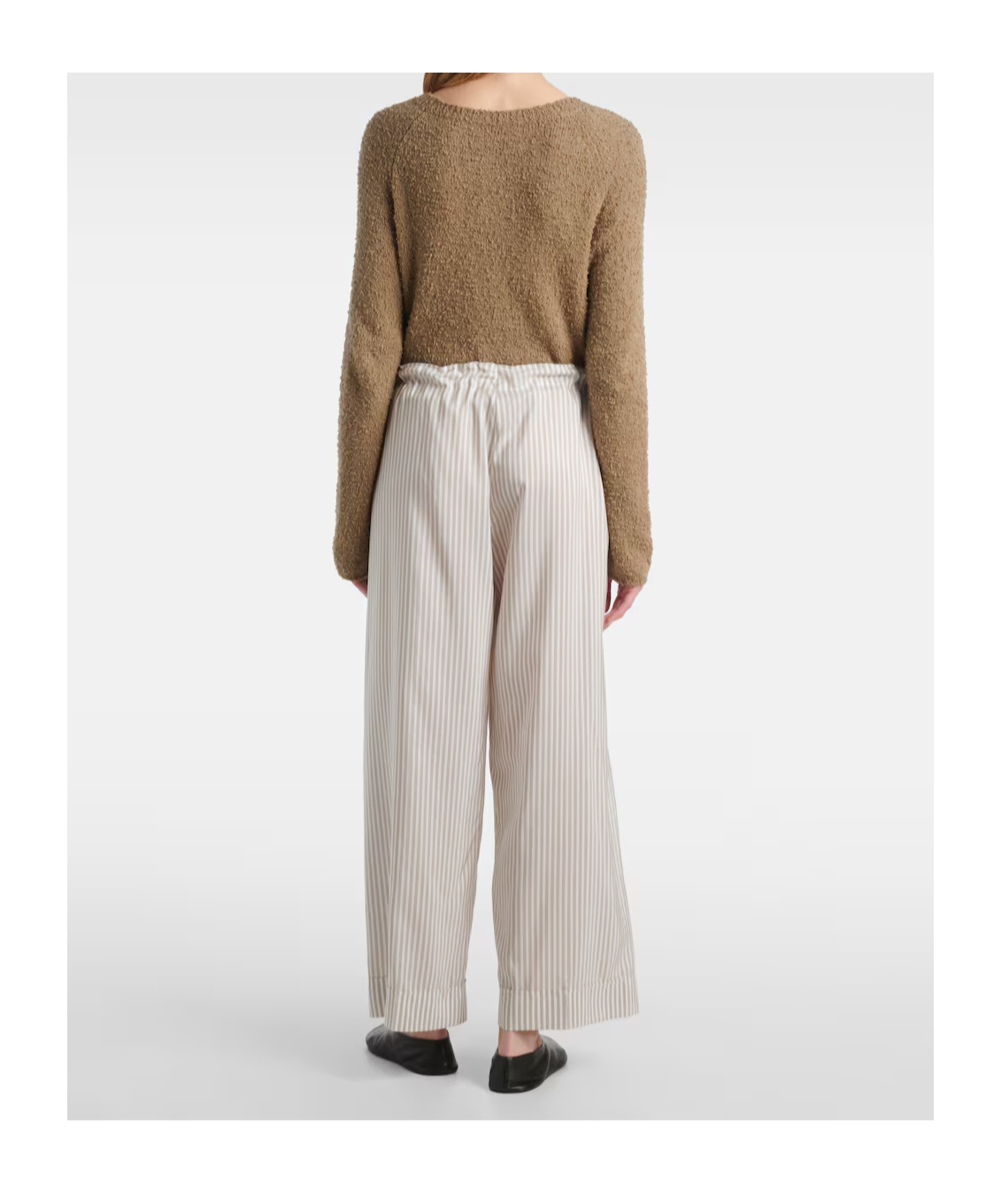 The Row Yayah Striped Silk Wide-leg Pants In White