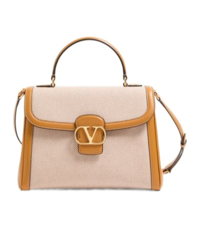 Valentino Large Canvas 9 To 5 Top-handle Bag In Nude