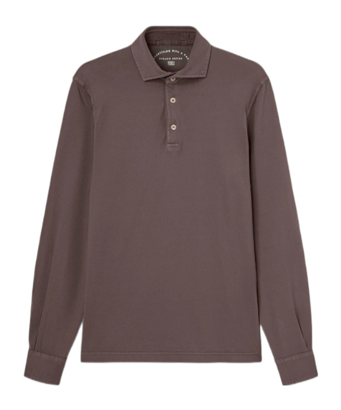 Fedeli Buttoned Long-sleeve Polo Shirt In Neutral