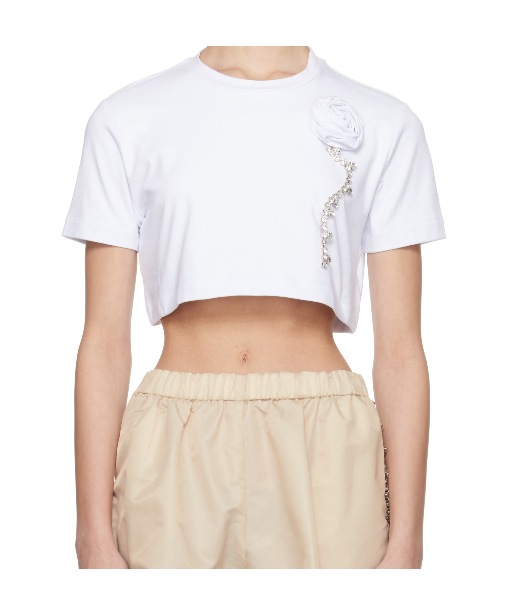 AREA CRYSTAL-EMBELLISHED CROPPED T-SHIRT 