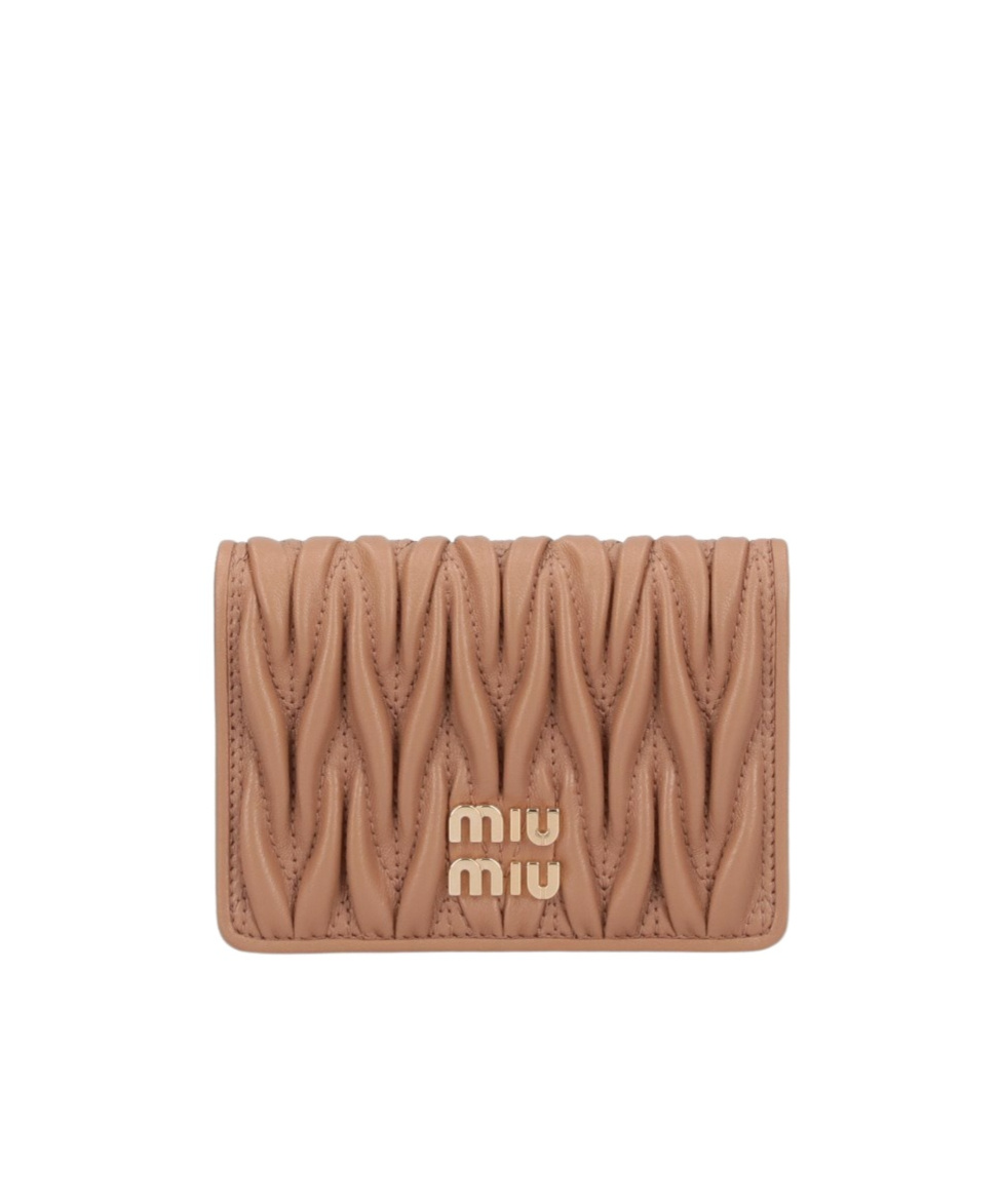 Miu Miu Double-fold Logo Wallet In Brown