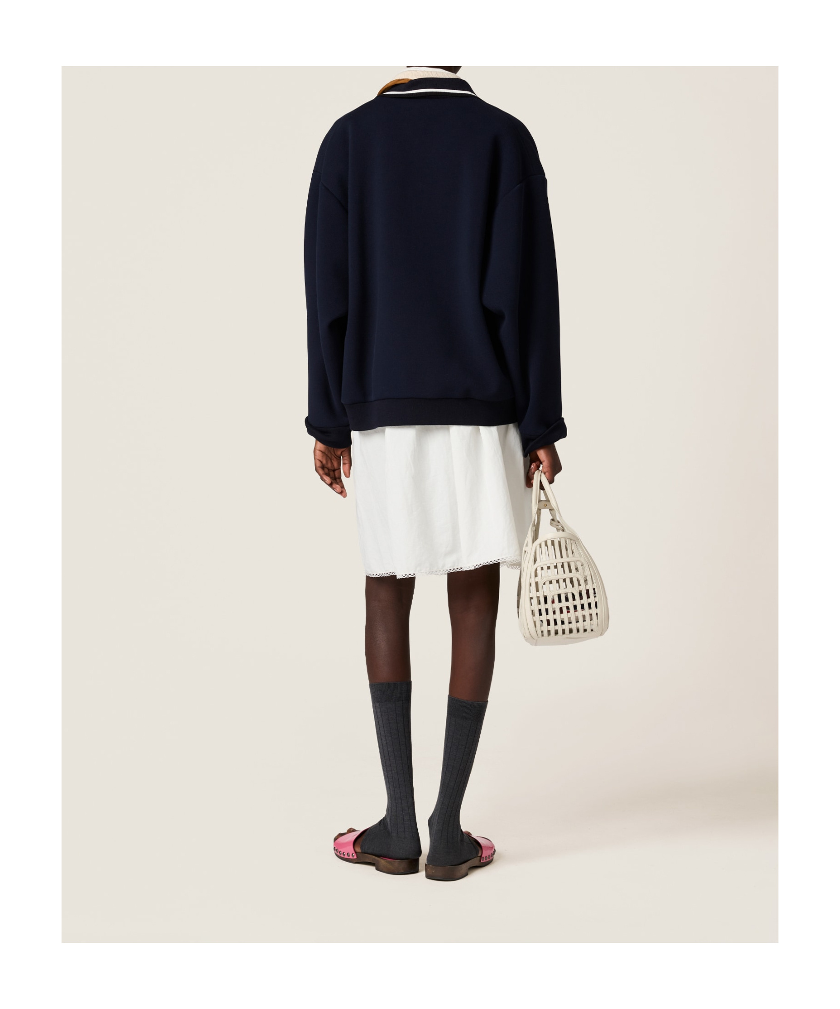 Miu Miu Piquet Jacket With Ribbed Cuffs And Hem In Blue