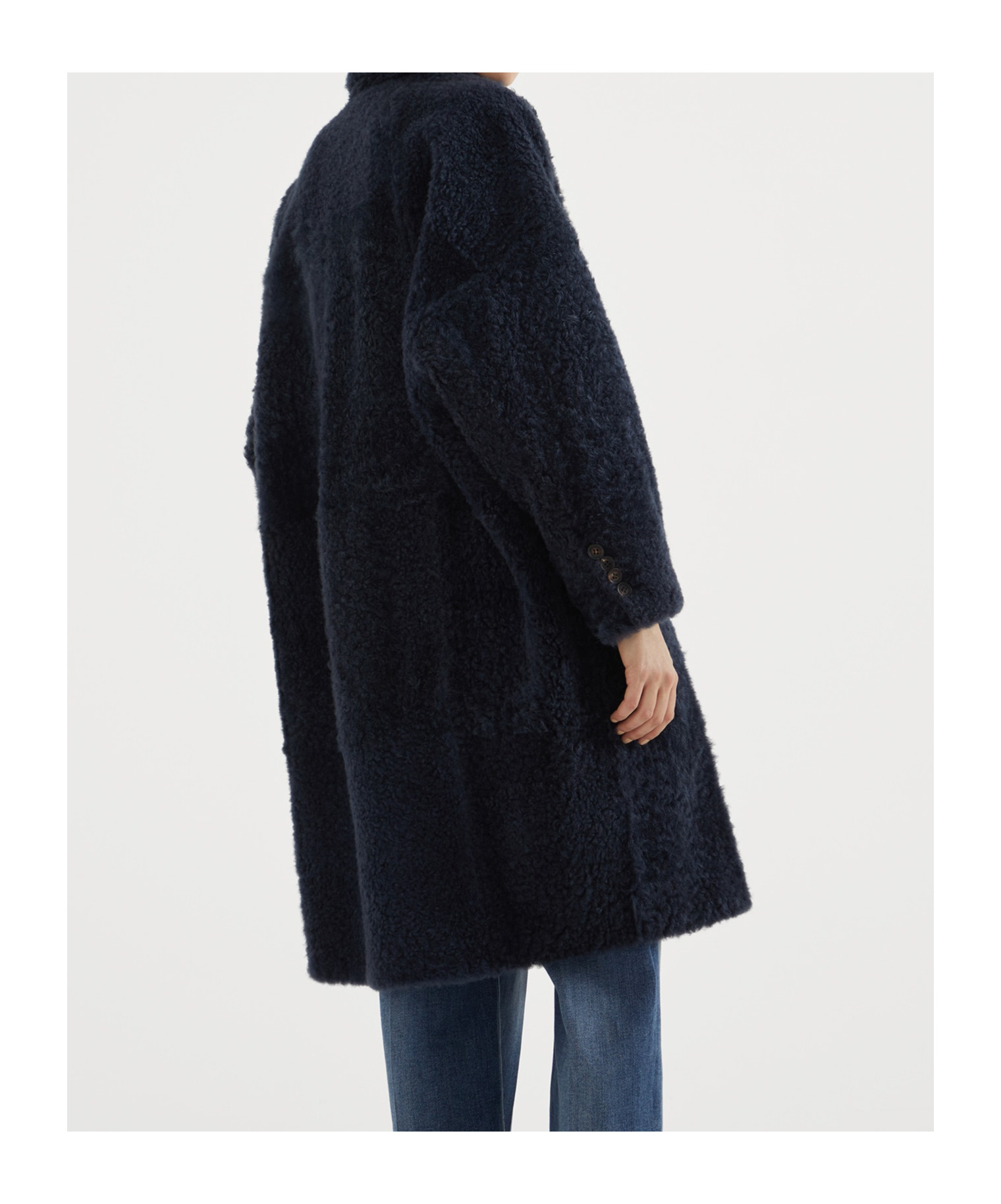 Brunello Cucinelli Shearling Frosty Effect Coat In Black