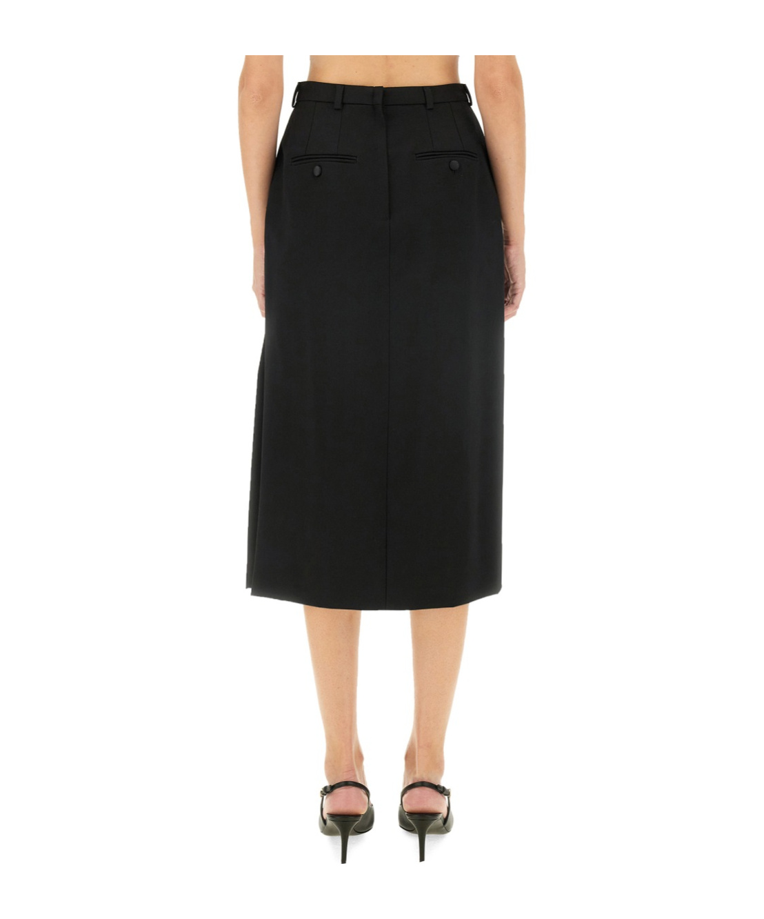 Dolce & Gabbana Gabardine Virgin-wool Midi Skirt In Black
