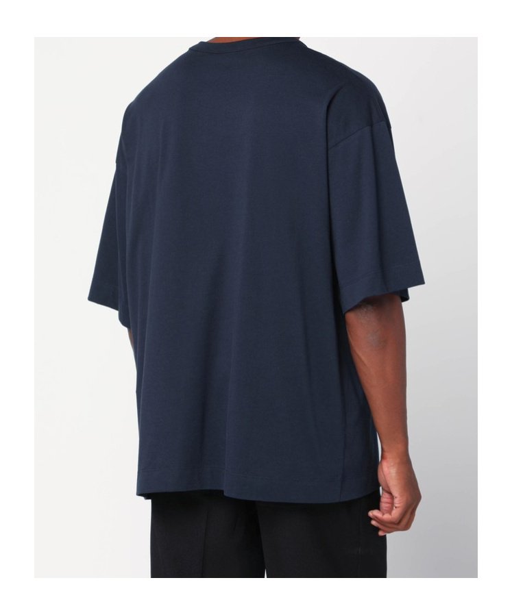 Dries Van Noten Oversized Short Sleeve Round Neck Cotton T-shirt In Blue
